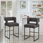 Tabouret de comptoir en velours émeraude/crème/noir/marine/gris, lot de 2