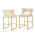 Tabouret de comptoir en velours émeraude/crème/noir/marine/gris, lot de 2