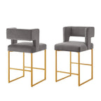 Tabouret de comptoir en velours émeraude/crème/noir/marine/gris, lot de 2