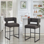 Tabouret de comptoir en velours émeraude/crème/noir/marine/gris, lot de 2