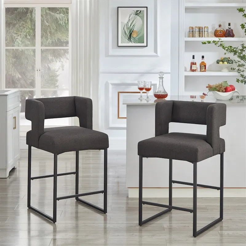 Tabouret de comptoir en velours émeraude/crème/noir/marine/gris, lot de 2