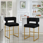 Tabouret de comptoir en velours émeraude/crème/noir/marine/gris, lot de 2