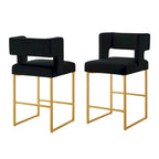 Tabouret de comptoir en velours émeraude/crème/noir/marine/gris, lot de 2