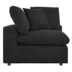 Fauteuil d'angle en bouclette ivoire / gris clair / noir, 1 place, 102 cm L x 102 cm P x 89 cm H