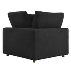 Fauteuil d'angle en bouclette ivoire / gris clair / noir, 1 place, 102 cm L x 102 cm P x 89 cm H