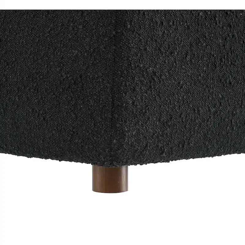 Fauteuil d'angle en bouclette ivoire / gris clair / noir, 1 place, 102 cm L x 102 cm P x 89 cm H
