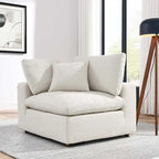 Fauteuil d'angle en bouclette ivoire / gris clair / noir, 1 place, 102 cm L x 102 cm P x 89 cm H