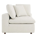 Fauteuil d'angle en bouclette ivoire / gris clair / noir, 1 place, 102 cm L x 102 cm P x 89 cm H