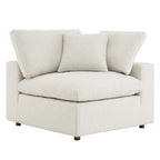 Fauteuil d'angle en bouclette ivoire / gris clair / noir, 1 place, 102 cm L x 102 cm P x 89 cm H
