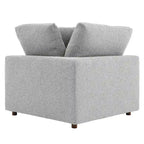 Fauteuil d'angle en bouclette ivoire / gris clair / noir, 1 place, 102 cm L x 102 cm P x 89 cm H