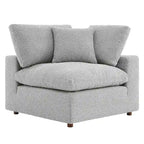 Fauteuil d'angle en bouclette ivoire / gris clair / noir, 1 place, 102 cm L x 102 cm P x 89 cm H