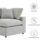 Fauteuil d'angle en bouclette ivoire / gris clair / noir, 1 place, 102 cm L x 102 cm P x 89 cm H