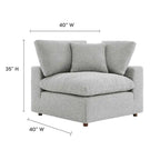 Fauteuil d'angle en bouclette ivoire / gris clair / noir, 1 place, 102 cm L x 102 cm P x 89 cm H