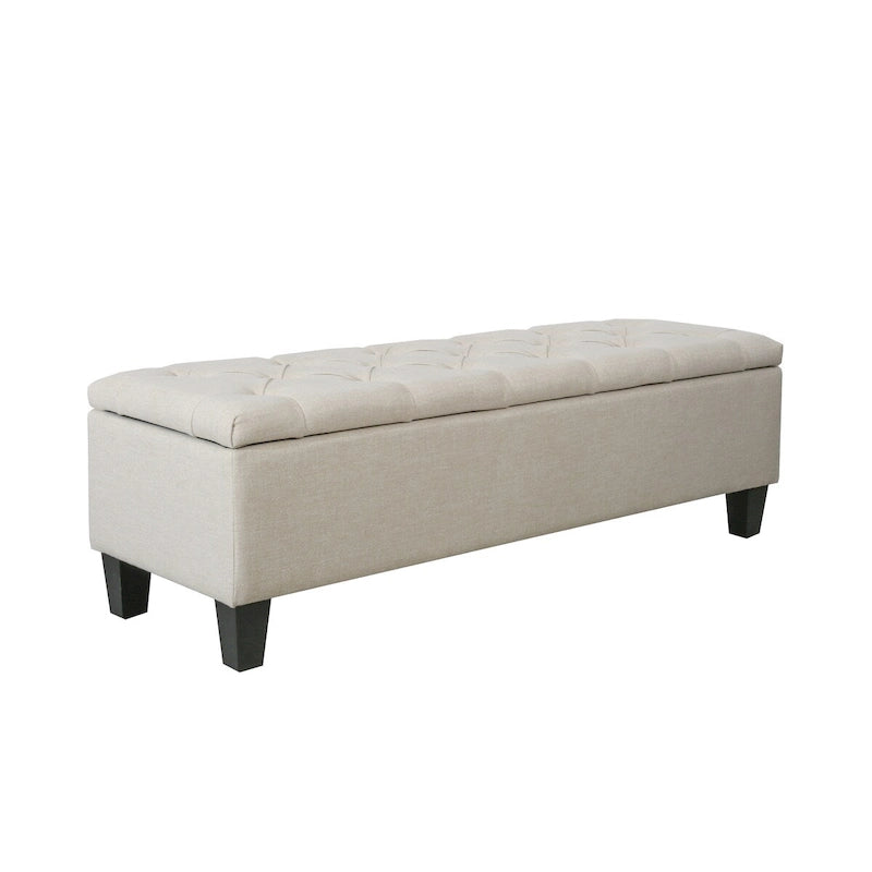 Banc de rangement capitonné à rabat 1 place, beige / gris / gris foncé