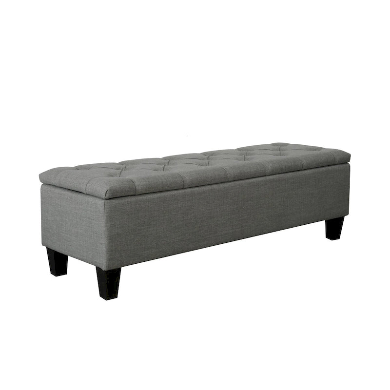 Banc de rangement capitonné à rabat 1 place, beige / gris / gris foncé