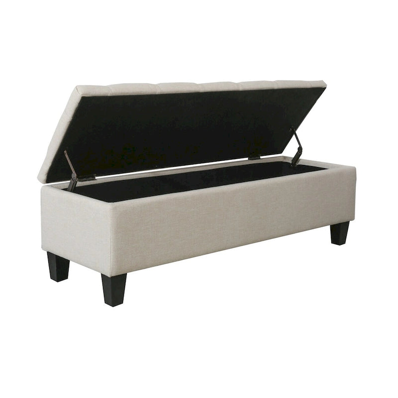 Banc de rangement capitonné à rabat 1 place, beige / gris / gris foncé
