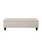 Banc de rangement capitonné à rabat 1 place, beige / gris / gris foncé