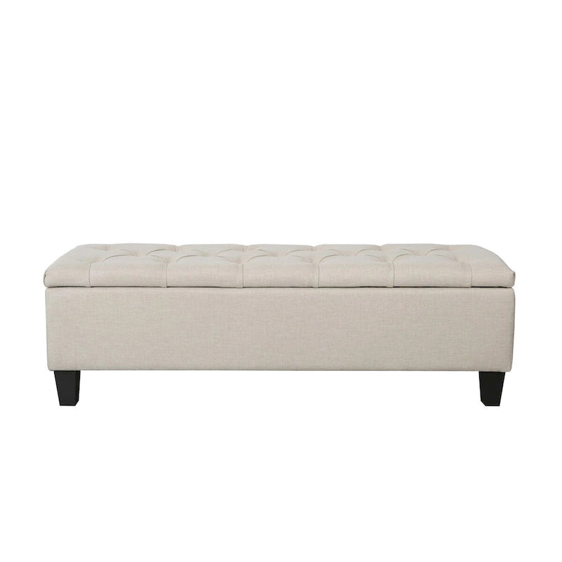 Banc de rangement capitonné à rabat 1 place, beige / gris / gris foncé