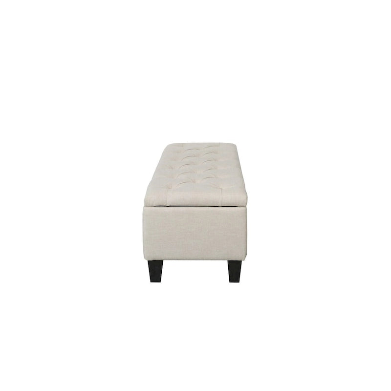 Banc de rangement capitonné à rabat 1 place, beige / gris / gris foncé