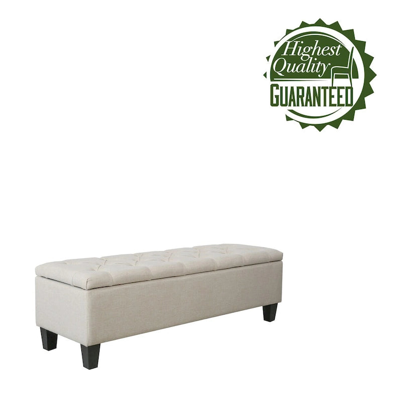 Banc de rangement capitonné à rabat 1 place, beige / gris / gris foncé