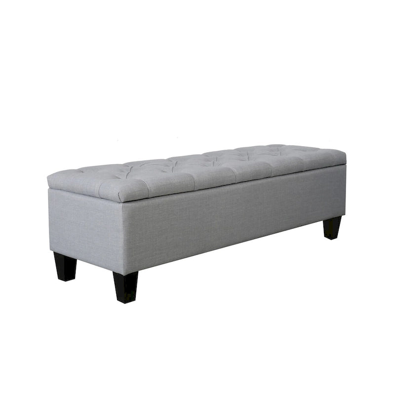 Banc de rangement capitonné à rabat 1 place, beige / gris / gris foncé
