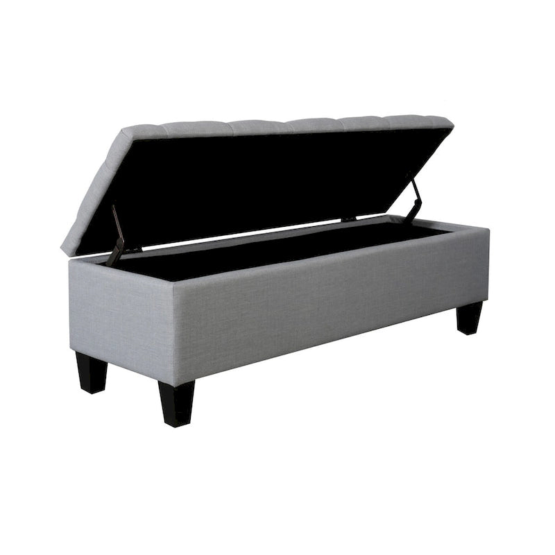 Banc de rangement capitonné à rabat 1 place, beige / gris / gris foncé