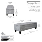 Banc de rangement capitonné à rabat 1 place, beige / gris / gris foncé