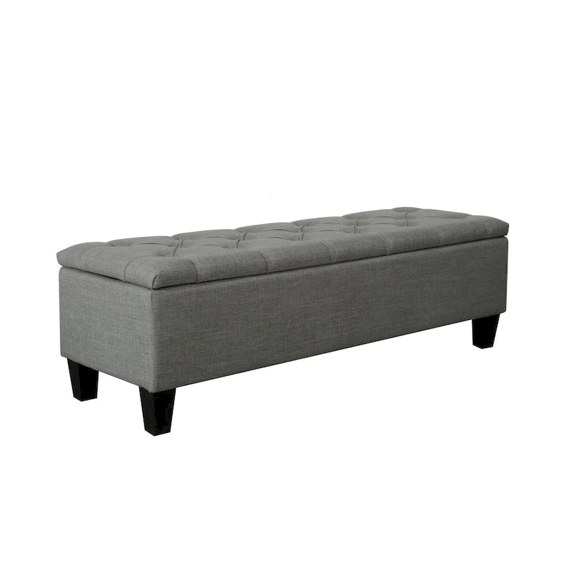 Banc de rangement capitonné à rabat 1 place, beige / gris / gris foncé