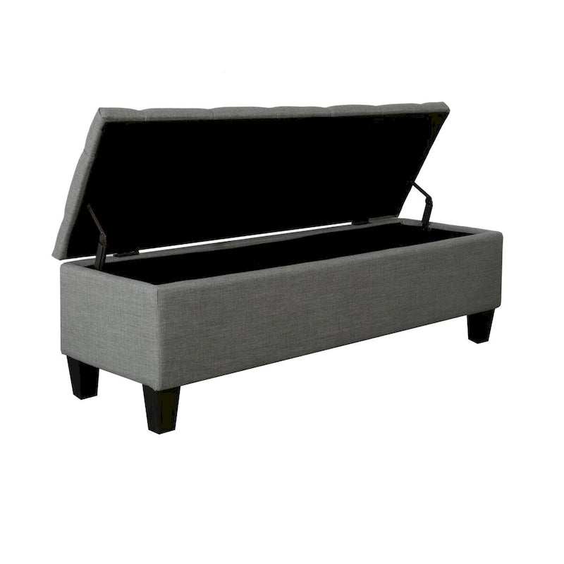 Banc de rangement capitonné à rabat 1 place, beige / gris / gris foncé
