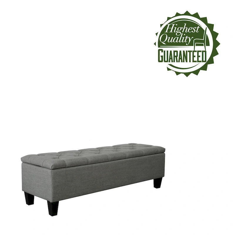 Banc de rangement capitonné à rabat 1 place, beige / gris / gris foncé