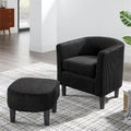 Fauteuil d'appoint et ottoman en velours côtelé – Noir / Blanc / Jaune / Gris / Vert, 2 pièces, 1 personne