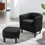 Fauteuil d'appoint et ottoman en velours côtelé – Noir / Blanc / Jaune / Gris / Vert, 2 pièces, 1 personne