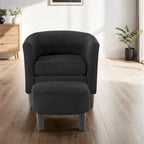 Fauteuil d'appoint et ottoman en velours côtelé – Noir / Blanc / Jaune / Gris / Vert, 2 pièces, 1 personne