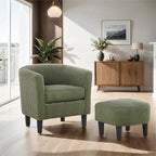 Fauteuil d'appoint et ottoman en velours côtelé – Noir / Blanc / Jaune / Gris / Vert, 2 pièces, 1 personne