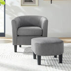 Fauteuil d'appoint et ottoman en velours côtelé – Noir / Blanc / Jaune / Gris / Vert, 2 pièces, 1 personne
