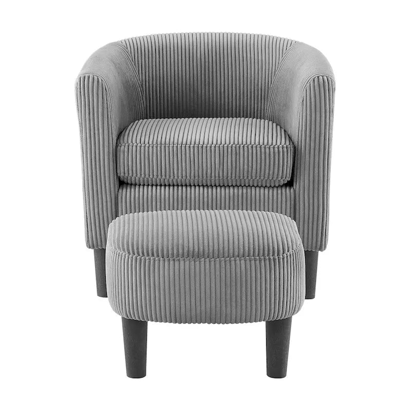 Fauteuil d'appoint et ottoman en velours côtelé – Noir / Blanc / Jaune / Gris / Vert, 2 pièces, 1 personne