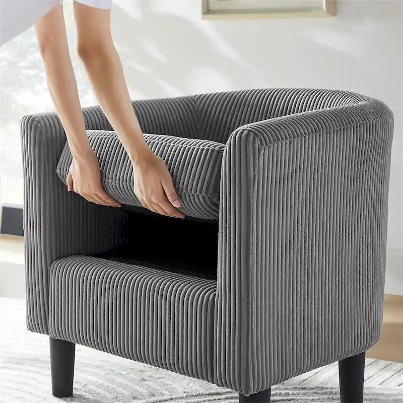 Fauteuil d'appoint et ottoman en velours côtelé – Noir / Blanc / Jaune / Gris / Vert, 2 pièces, 1 personne