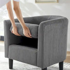 Fauteuil d'appoint et ottoman en velours côtelé – Noir / Blanc / Jaune / Gris / Vert, 2 pièces, 1 personne