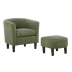 Fauteuil d'appoint et ottoman en velours côtelé – Noir / Blanc / Jaune / Gris / Vert, 2 pièces, 1 personne