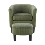 Fauteuil d'appoint et ottoman en velours côtelé – Noir / Blanc / Jaune / Gris / Vert, 2 pièces, 1 personne