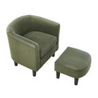 Fauteuil d'appoint et ottoman en velours côtelé – Noir / Blanc / Jaune / Gris / Vert, 2 pièces, 1 personne