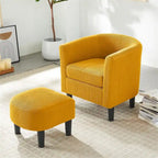 Fauteuil d'appoint et ottoman en velours côtelé – Noir / Blanc / Jaune / Gris / Vert, 2 pièces, 1 personne