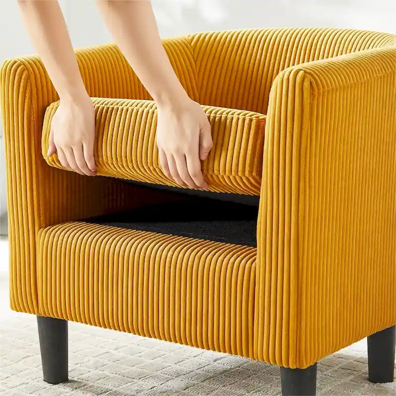 Fauteuil d'appoint et ottoman en velours côtelé – Noir / Blanc / Jaune / Gris / Vert, 2 pièces, 1 personne