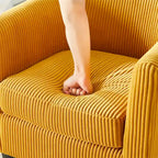 Fauteuil d'appoint et ottoman en velours côtelé – Noir / Blanc / Jaune / Gris / Vert, 2 pièces, 1 personne