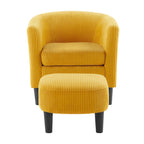 Fauteuil d'appoint et ottoman en velours côtelé – Noir / Blanc / Jaune / Gris / Vert, 2 pièces, 1 personne