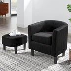 Fauteuil d'appoint et ottoman en velours côtelé – Noir / Blanc / Jaune / Gris / Vert, 2 pièces, 1 personne