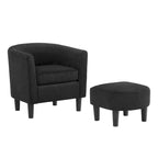 Fauteuil d'appoint et ottoman en velours côtelé – Noir / Blanc / Jaune / Gris / Vert, 2 pièces, 1 personne