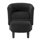 Fauteuil d'appoint et ottoman en velours côtelé – Noir / Blanc / Jaune / Gris / Vert, 2 pièces, 1 personne