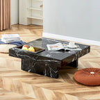 Table basse carrée noire/blanche avec fente de rangement — MDF, 4 places assises
