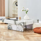 Table basse carrée noire/blanche avec fente de rangement — MDF, 4 places assises